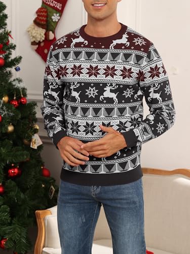JouYooQ Yoetaun Mens Ugly Christmas Sweaters Long Sleeve Round Neck Xmas Pullovers for Party Knitted Soft Black3
