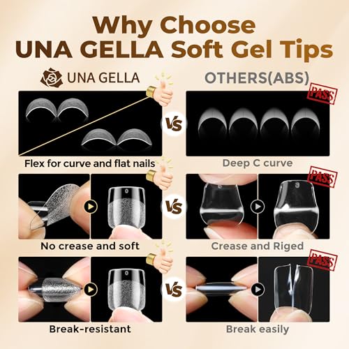 Image of UNA GELLA Extra Short Nail Tips: 504pcs Square Fake Nails Pre-shape XS Short Square Press on Nails Gel Tips Full Cover Acrylic Nails False Nails for DIY Salon 12 Sizes