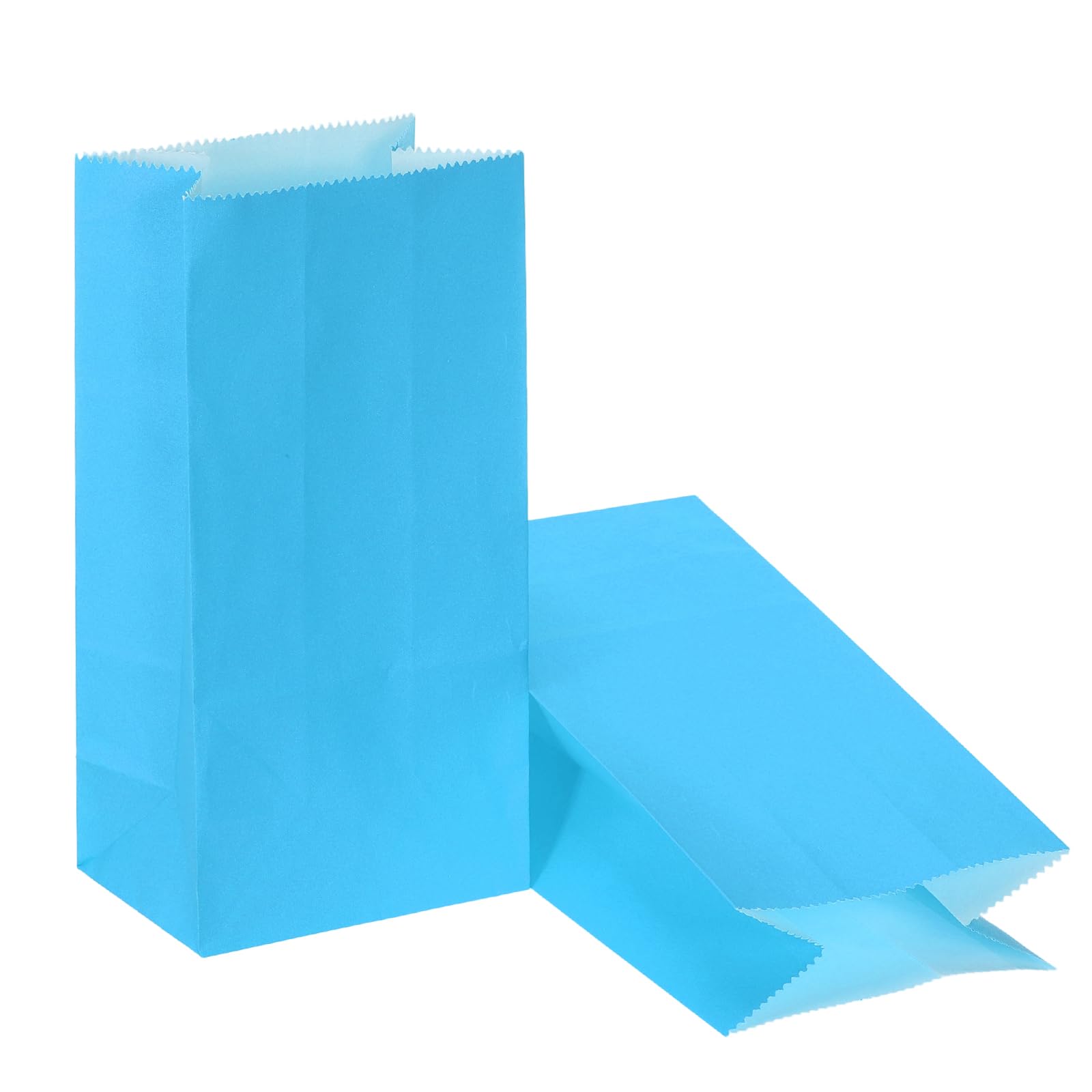 PATIKIL 7.1x2.4x3.5 Inch Party Favor Paper Bags, 50 Pcs Kraft Paper Goodie Gift Lunch Treat Bags Party Supplies for Wedding Birthday Halloween Graduation, Light Blue