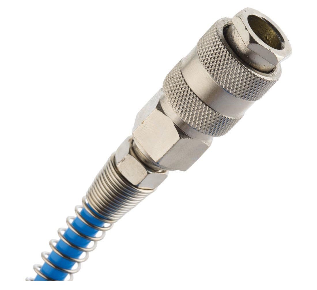 Manguera de Aire Espiral 10m 8x5mm con Enchufes Rápidos – Tubo Compresor Poliuretano Flexible Antinudos – Manguera Aire Comprimido Taller Mecánica Automoción Garaje Profesional