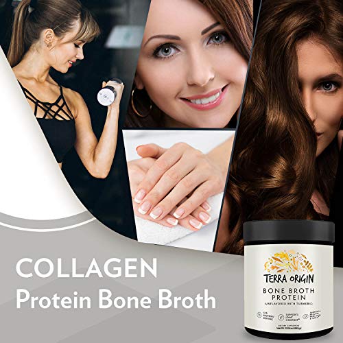 Unflavored Bone Broth Protein Powder With Turmeric, 15 Servings, 17G Protein, Natural Collagen From Real Whole Food Sources - Supports Joint And Cartilage Health, Immune And Cardiovascular Health. #TOP4