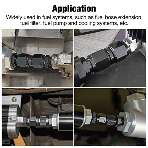 EVIL ENERGY 6AN Female to 6AN Female Straight Swivel Coupler Union Fitting Adapter Aluminum Black 2PCS - Image 6