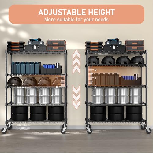 Image of M MZG 53 inch W Garage Shelving 5 Tier Industrial 2200LBS Metal Shelving Units for Commercial, Basement, Pantry, Warehouse, School, Black Heavy Duty Easy Assembly 53.2 inch W x 23.6 inch D x 73.6 inch H