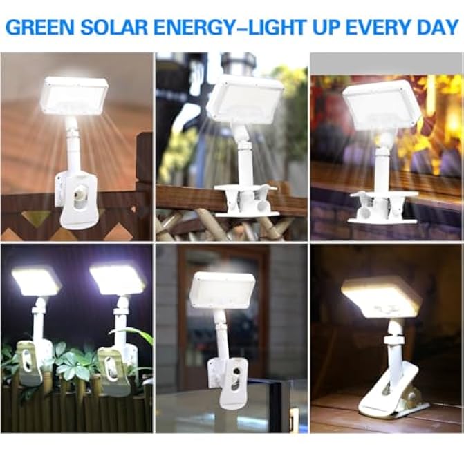 Solar Light for Outdoor Stairs - Waterproof Clip & Stand Light, 92 LEDs Motion Sensor, Deck Fence Camping Lighting (1Pack)