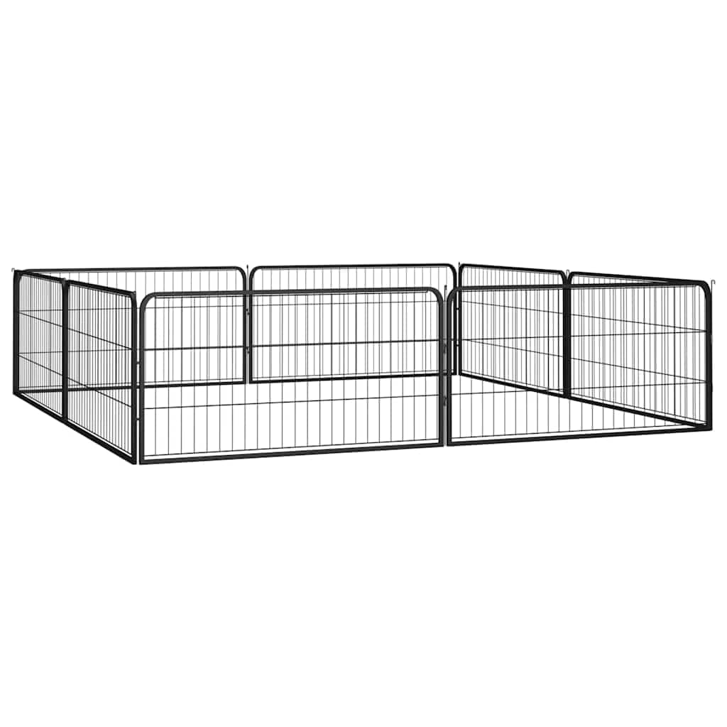 Box dla psów, 8 paneli, czarny, 100 x 50 cm, stal lakierowana proszkowo