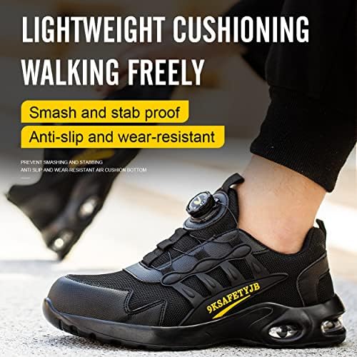 Dajingkj Werkschoenen voor dames, licht, luchtkussen, gymschoenen, veiligheidsschoenen voor dames, mode, werk, schoenen met stalen neus voor paren, grijs, 40 EU