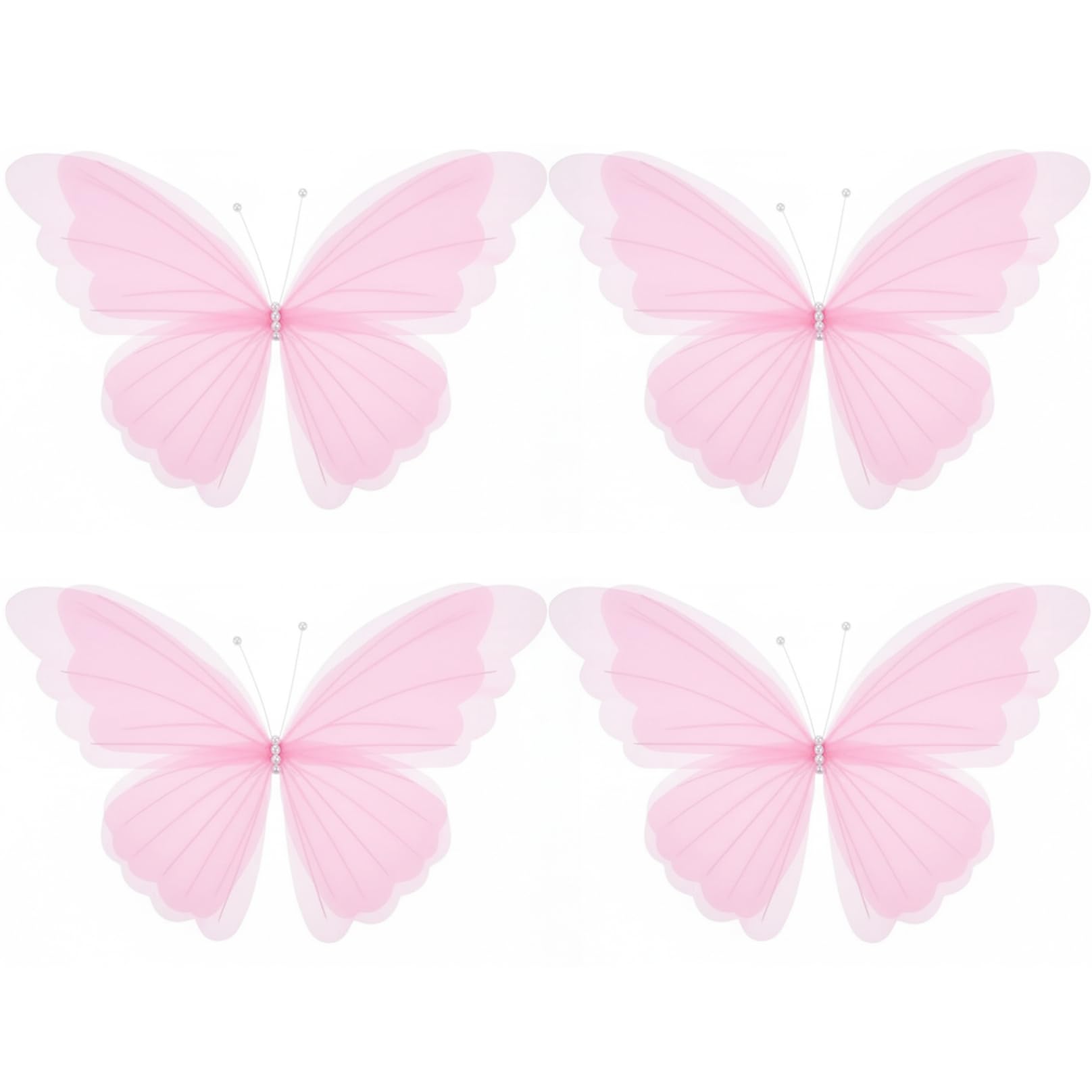 Monetais Pinks Big Butterfly Decorations, Set Of 4 Giant Iridescent Giant Butterfly Decorations With Pearls For Wedding & Party Decor Big