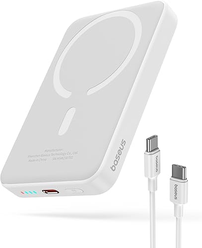 Baseus Batería magnética, cargador portátil inalámbrico de 10000 mAh PD 20 W USB-C Power Delivery para MagSafe, para iPhone 1515 Plus15 Pro15 Pro