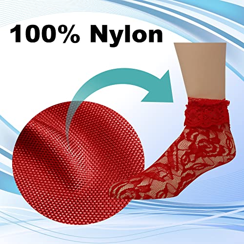 Image of EMEM Apparel Women's Lace Anklet Socks with Ruffle