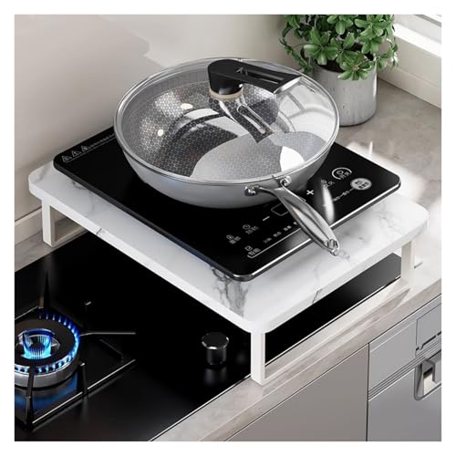 QSTGX Cubre Encimeras De Cocina Gas Tapa Encimera Gas Fácil de Mantener con Almohadillas Antideslizantes Flexible y móvil(White,30X40X14.3 CM)