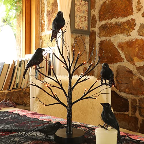Pájaros de Halloween ATDAWN con plumas negras auténticas para un adorno realista 5