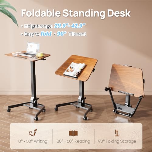 Jylh Joyseeker Foldable Mobile Standing Desk, Height Adjustable And Tilt Rolling Sit Stand Desk, 90° Tiltable Portable Laptop Desk Workstation On Wheels For Home Office thumb #2
