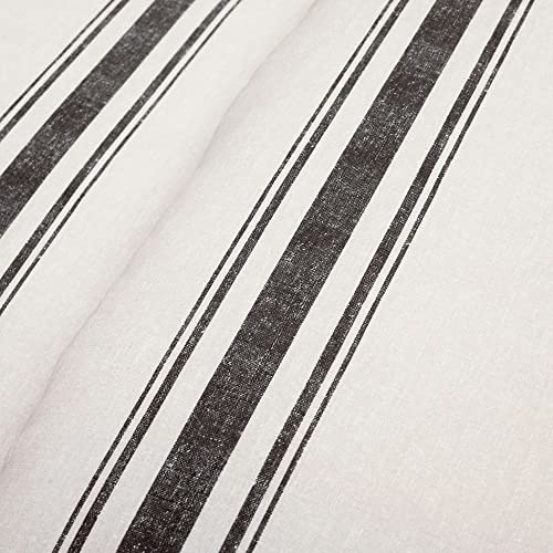 Image of Lush Decor Farmhouse Stripe Reversible Cotton Duvet Cover Set 3 Piece Set, Full / Queen Black - Bedding Set - Striped Duvet Cover Queen Size - Farmhouse Decor