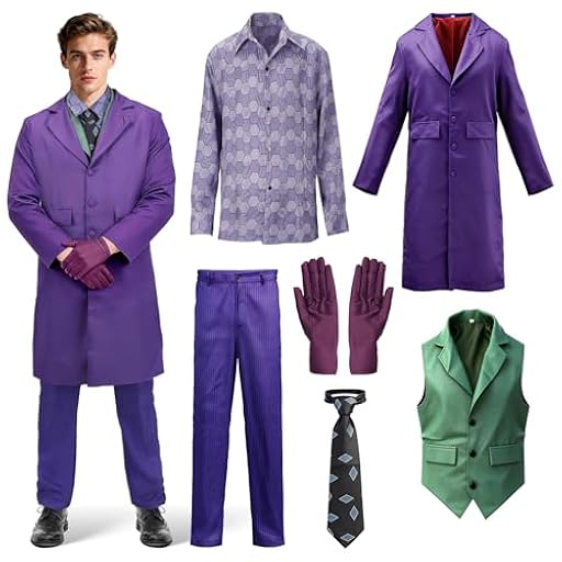 nezabababy - Disfraz de payaso Joker - Cosplay - Abrigo, camisa - Traje completo - Adulto - Halloween Deluxe - 6 piezas - Accesorios | Ya disponible en tu tienda friki favorita! En mundofriki.es!