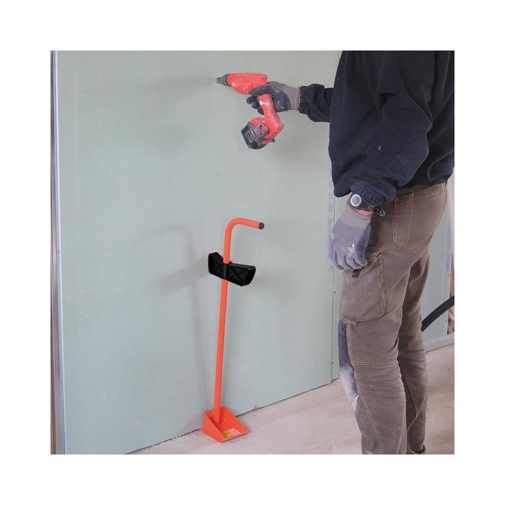 MONDELIN - Cale plaque placo professionnel à pied | Porte plaque de plâtre à levier en acier - Hauteur 80 cm