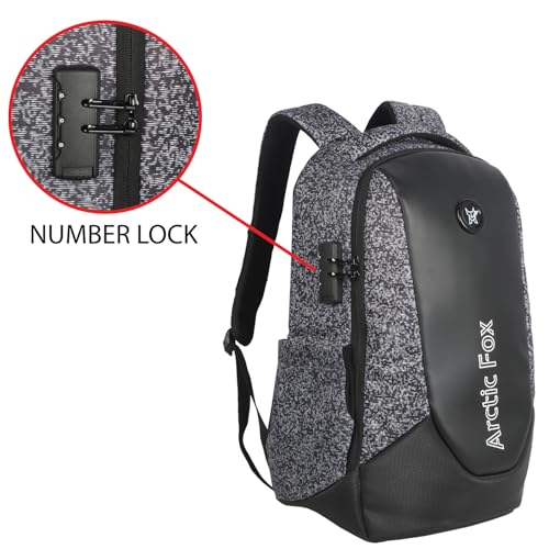 Image of Arctic Fox Ranger Anti-Theft Backpack with USB Charging Port | 35 Ltr Capacity | Multipurpose Backpack |Rain Cover | Number Lock | 15.5 Inch Laptop Backpack (Glitch Grey)
