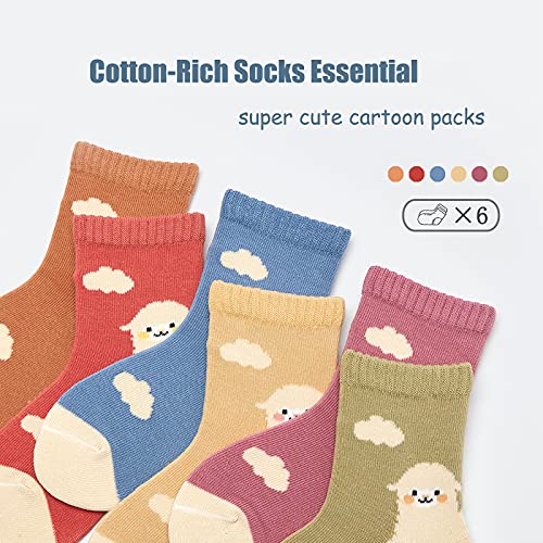 Boys Cotton Crew Socks Kids Seamless Dress Cartoon Socks for Boys 6 Pairs2