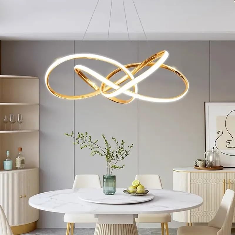 Lustre pour salle à manger doré D60cm suspendu moderne dimmable pour salon