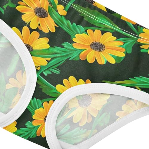 Cotton Girls Underwear Toddler Vibrant Orange Daisy Green Leaves Cute Panties Girl Designer Briefs Girls Undies 2t4