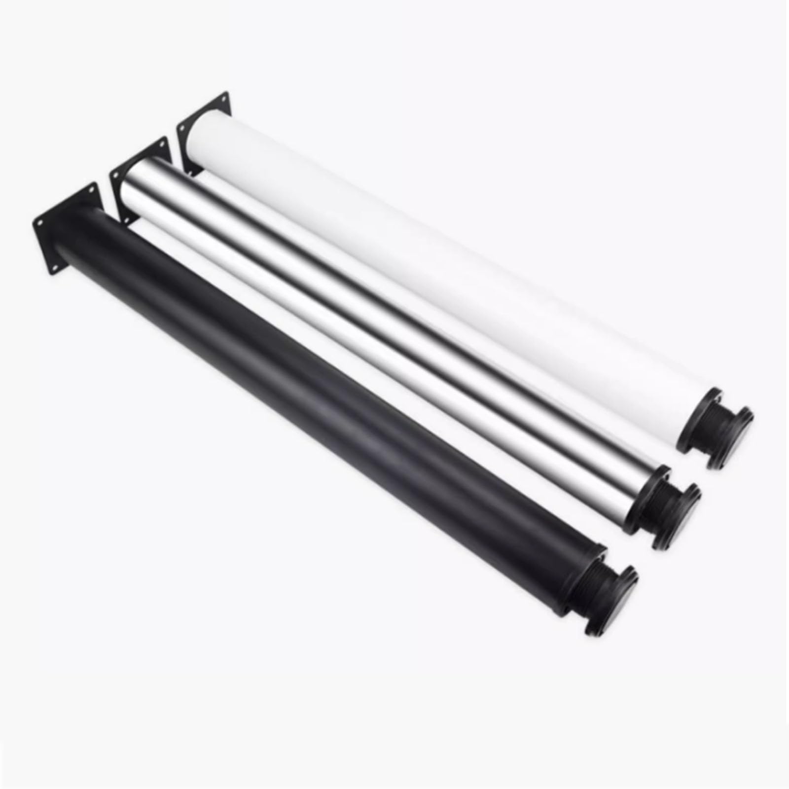 Gambe regolabili per tavolo in acciaio inox, piedini cilindrici in metallo per piani di lavoro, scrivanie, bar per la colazione e tavoli, altezza personalizzabile (max 140 cm) con viti