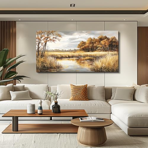 ERQINHUA Canvas Wall Art For Living Room Bedroom Wall Decor For Office Farmhouse Mural Lake Surface Landscape Painting Artwork Pictures Dining Room Hallway Home Decoration Ready To Hang 20x40 In