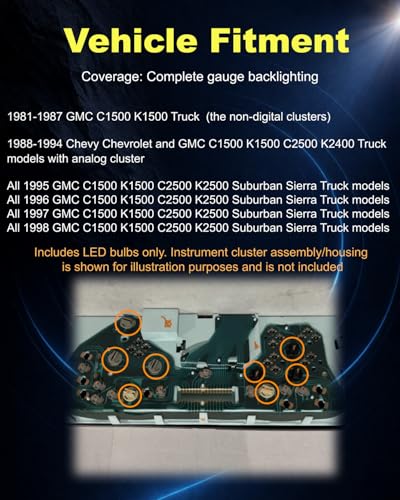 Kit luces LED para tablero de GMC y Chevy 1981-1998 miniatura 4