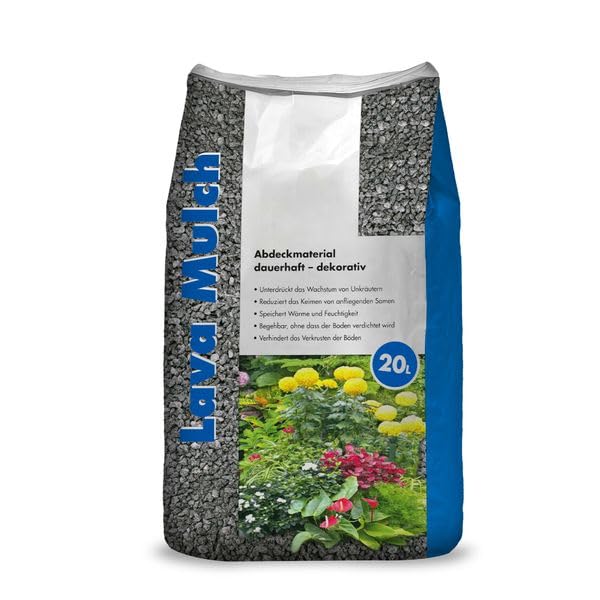 Hamann Lava-Mulch Anthrazit 16-32 mm 20 l - Abdeckmaterial dauerhaft dekorativ Wegebau und GartenGestaltung Bodenverbesserung Verfüllmaterial