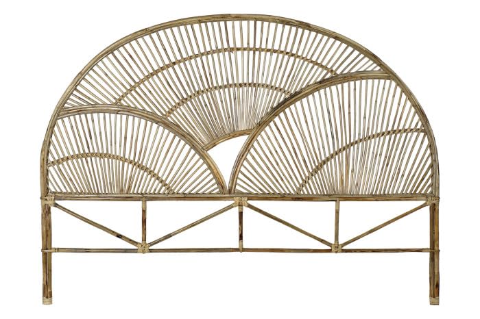 Rattan-Kopfteil für Betten von 150-160 cm, Halbmond, mit Beinen, 178...