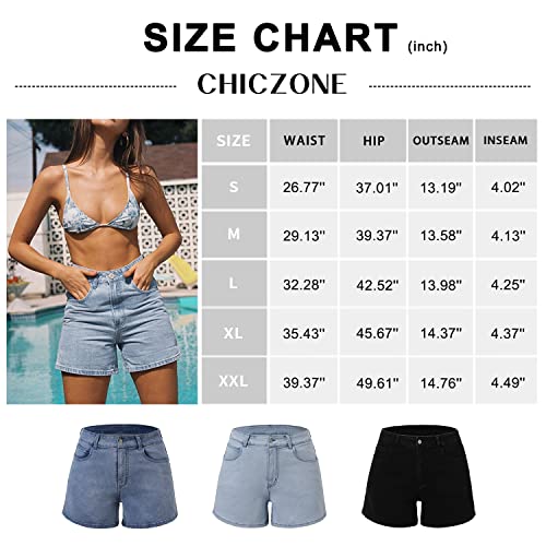 Chiczone Womens High Waisted Denim Shorts Stretchy Straight Leg Jean Shorts Summer Hot Short Pants Blue S thumb #5