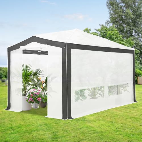 Image of EAGLE PEAK 12x8 Walk in Pop Up Greenhouse, Support Pole, Gray /White