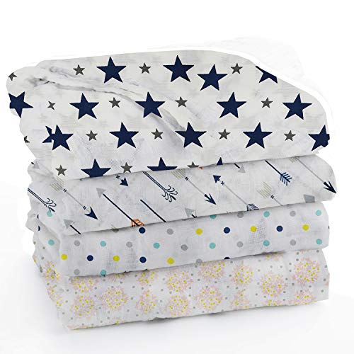 Image of Muslin Swaddle Wrap for Baby|Pure Cotton Muslin Baby Swaddle Blanket| Wrap Cloth Cotton Swaddle for Newborn Baby|Girl's and Boy's Soft Premium Cotton Swaddle Blanket-pack Of 4 (120x100 Cm)