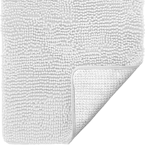 Gorilla Grip Bath Rug, Thick Soft Absorbent Chenille Rubber Backing Bathroom Rugs, Microfiber Dries Quickly, Shaggy Machine Washable Mats, Plush Durable Rug, Bathtub and Shower Floor, 24x17, White Gorilla Grip Bath Rug, Thick Soft Absorbent Chenille Rubber Backing Bathroom Rugs, Microfiber Dries Quickly, Shaggy Machine Washable Mats, Plush Durable Rug, Bathtub and Shower Floor, 24x17, White