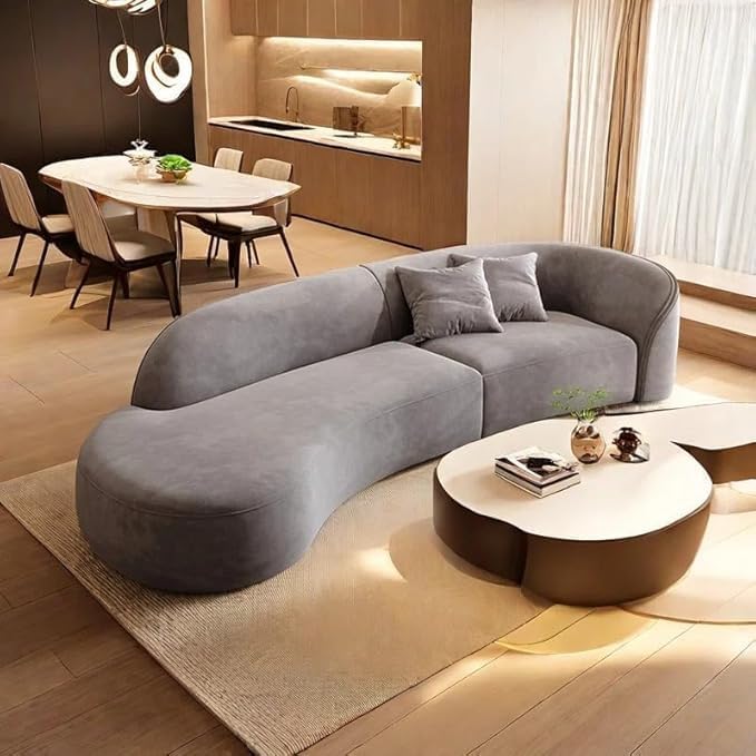 Claudia Modern L-Shaped Velvet Sofa, Sectional Sofa Set High-Density Foam Cushions Chesterfield Style 5 Seater Sofa Set with Pillows for Living Room, Bedroom, Office, Colour (Grey)-image-7