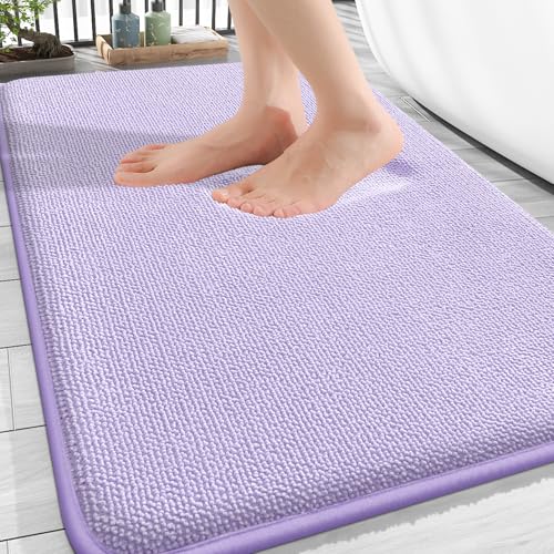 Image of OLANLY Thick Memory Foam Bath Mat Rug 30x20, Extra Soft Absorbent Bathroom Rug, Quick Dry Bath Mats, Non-Slip, Machine Washable Carpet for Bathroom, Tub and Shower, Home Decor Accessories, Lavender