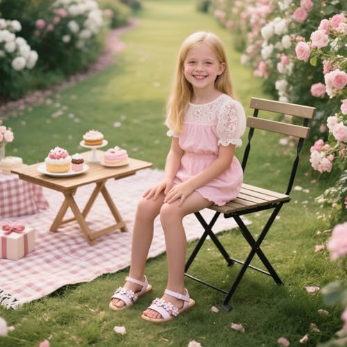 Image of Flaryzone Girls Sandals Open Toe Summer Flats Dress Sandals Shoes Toddler /Little Kid