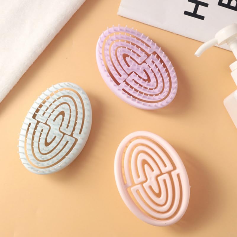 Miniatura 3 de Juego de peine de masaje para el cuero cabelludo del tamaño de la palma, 2 peines ligeros para el cabello abdominales para mujeres, masaje suave del