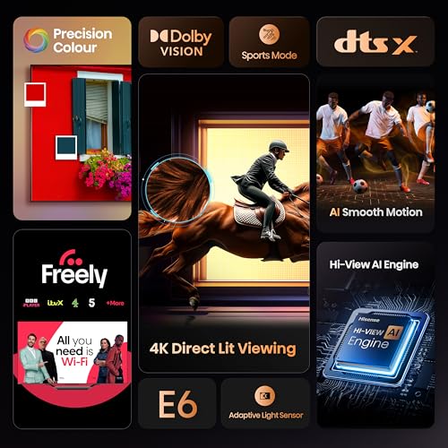 Hisense 50" 50E6QTUK 4K Ultra HD Smart TV AI TV - 4K UHD, Hi-View AI Engine, Precision Colour, AI Smooth Motion, Sports Mode with Freely, Disney +, YouTube, Netflix - Image 6