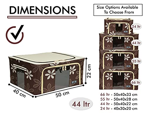 Image of Yellow Weaves Polyester Foldable Cloth Storage Box /Wardrobe Organizer, 44 Ltr,1 Piece, Brown