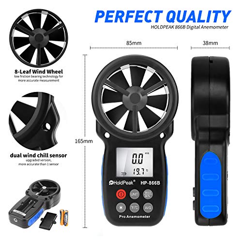 HoldPeak 866B Digital Anemometer Handheld Wind Speed Meter for