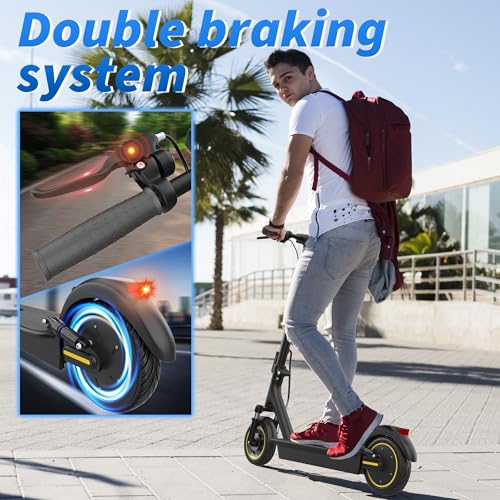 Image of VOLPAM Adult Electric Scooter, 350W /500WMotor, 8.5 inch /10 inch Solid Tires, 19 /22Mph, 32 /28 /23 /21 /18 /16Miles Max Range, Dual Braking