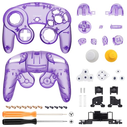 eXtremeRate Clear Atomic Purple Faceplate Backplate for Nintendo GameCube Controller, Custom DIY Replacement Housing Shell Cover with Buttons for Nintendo GameCube Controller - Controller NOT Included - Image 3