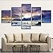 Produktbild ljtao Kunst Poster Moderne Leinwand Hd Rahmen Wand Home Decor 5 Panel Sonnenuntergang Meer Landschaft Wohnzimmer Modularen Bilder Druck Malerei-30Cmx40/60/80Cm-Frame