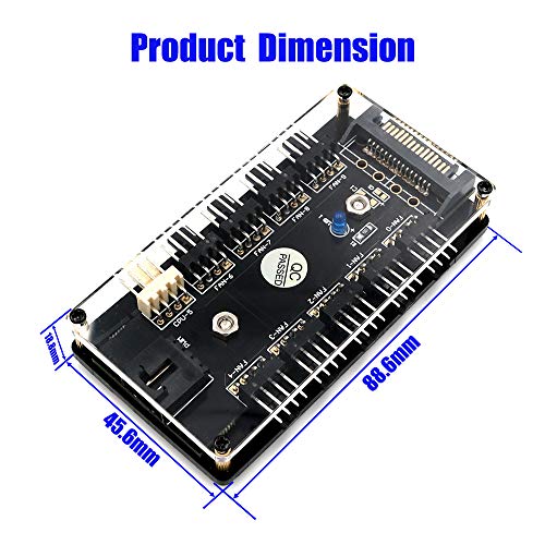 Chassis Fan And Cpu Fan 10 Way 12V 3/4 Pin Pwm Fan Hub Controller With Pmma Case And Magnetic Standoff Power From Sata Power #TOP2