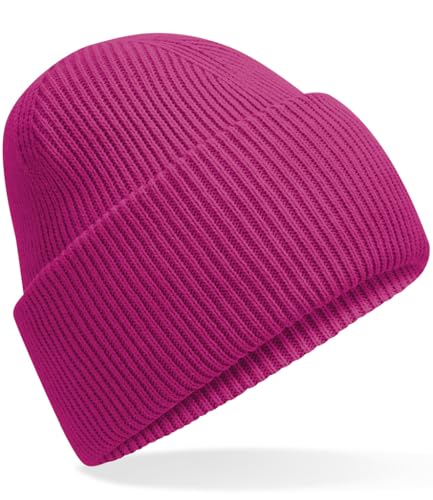 Hatstar Warme Damen Beanie Mütze | Herren Grobstrick Wintermütze | Wollmütze Strickmütze | Unisex für Damen und Herren | Weich und Dick (Fuchsia)