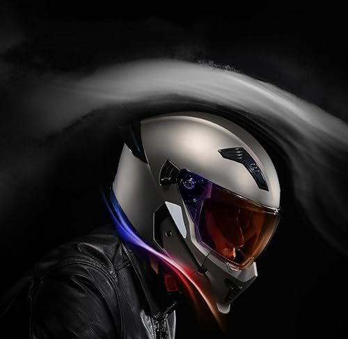 Miniatura 2 de Cascos de motocicleta FMVSS 218 aprobado por DOT, cascos de motocicleta retro de cara completa, para hombres, mujeres y adultos, casco fresco, con