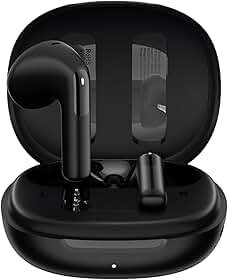 Fones de Ouvido QCY AilyBuds E10 sem fio com Áudio Hi-Res com LDAC, Bluetooth 5.4, 68ms Baixa Latência, ENC 4 Microfones, 27h de Bateria, Leve e Confortável, IPX4 à Prova D'Água, Preto