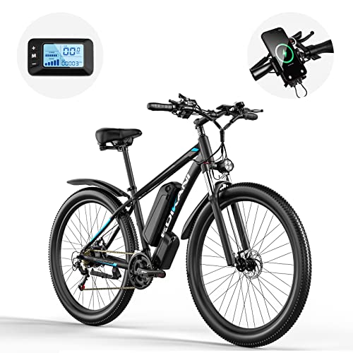 Ebike 29'' 750W Motor 15Ah 48V Battery Bike, Throttle 35 Mileage Pedal Assist 65 Mile, Long Range Commuter Electric Moped For Adults, 32Mph 25° Uphill Mountain Road Bicycle, 21 Speeds, Disc Brake #TOP30
