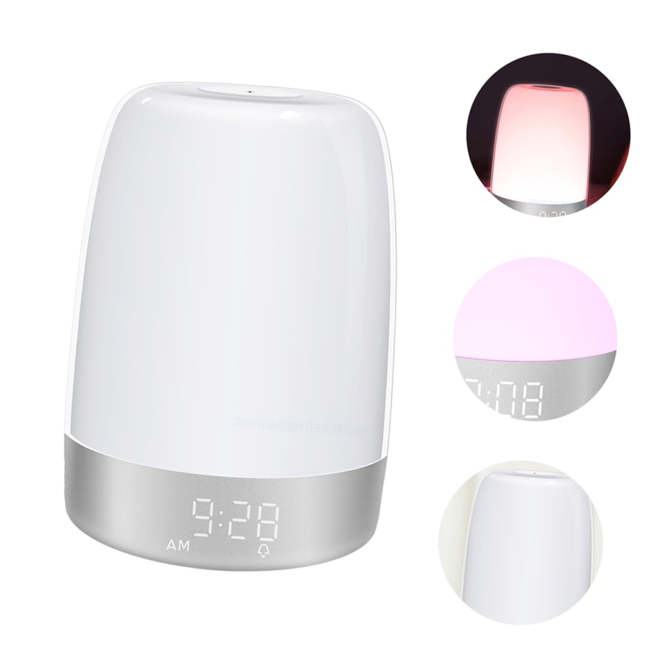 Zerodeko Lampe de Chevet Lampe Tactile Blanche Réveil LED Veilleuse Multifonctionnelle Fonction Minuterie et Lumière Colorée et Design Moderne pour Chambre