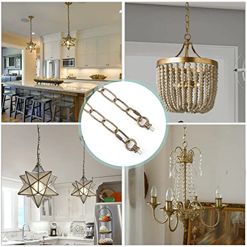 Image of Giluta Antique Bronze Pendant Light Fixture Chain Heavy Duty 15 Feet Chandelier Chain Hanging Extension for Fruit Basket Lantern Plant Supports to 65 lbs Maximum Weight