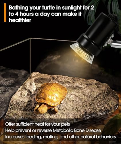 GeeKoit (2nd Gen) 50W Reptile Heat Lamp Turtle Lamp UVA UVB Bulb with Compact Fixture Basking Light Simulated Sunlight Heat Bulbs for Reptiles Amphibians Turtle Bearded Dragon Lizard Snake Chicken